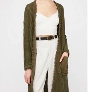 Free People "Woodstock" 100% Cotton Olive Green Duster Size M/L